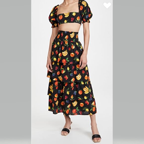 WeWoreWhat Paloma Skirt MIDI Length Fruit Pattern Size S NWT - Picture 5 of 10